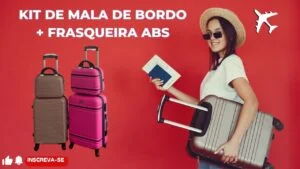 KIT DE MALA DE BORDO MAIS FRASQUEIRA EM ABS E CADEADO