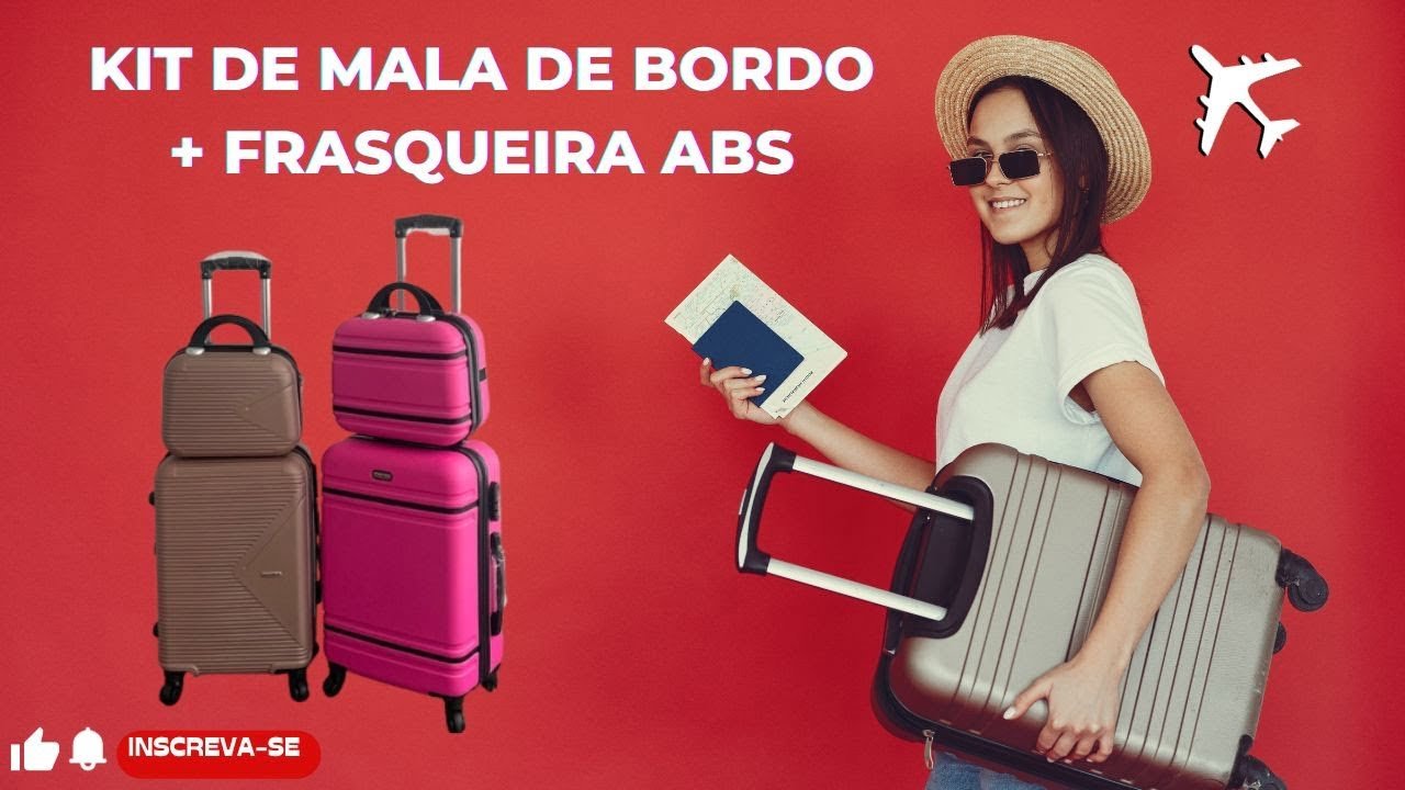 Kit De Mala De Bordo Mais Frasqueira Em Abs E Cadeado