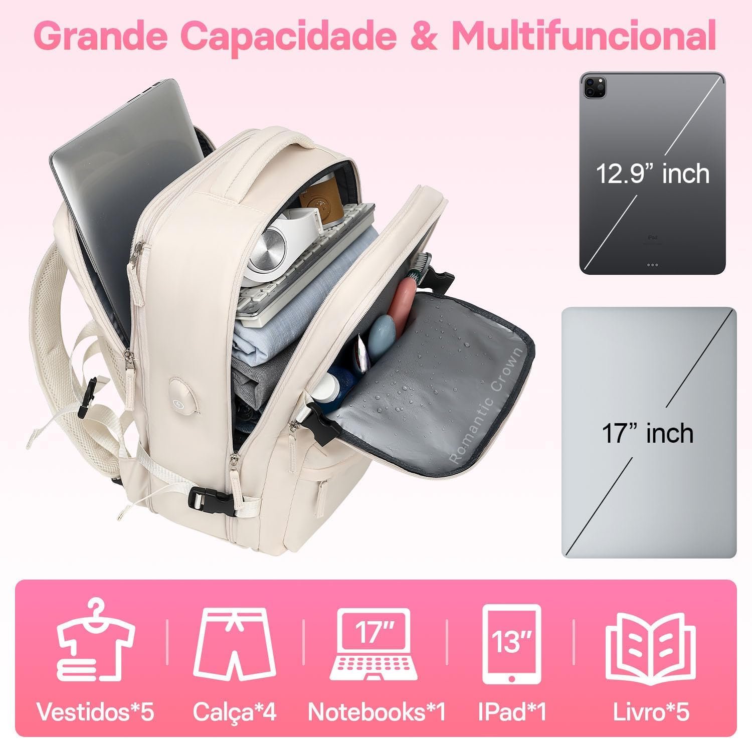 Black Friday Amazon Romantic Crown Mochila De Viagem Expansivel Avião Grande 4 1731291537 545 Black Friday Amazon Romantic Crown Mochila De Viagem Expansivel Aviao