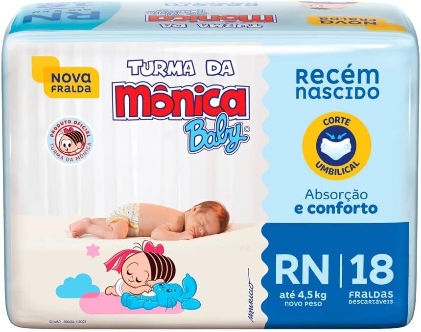 Fralda Turma Da Mônica Rn - 18 Unidades
