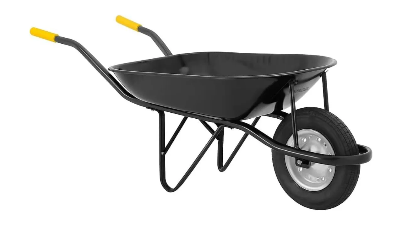 Carrinho De Mão Com Pneu + Câmara Caçamba 100Kg Resistente Pobra Construção Galvanizado Reforçado(Preto)