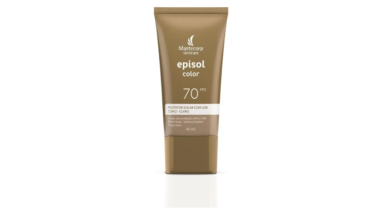 Mantecorp - Protetor Solar Facial Episol Color Fps 70 - Efeito Base, Alta Proteção Uva E Uvb, Toque Seco, Rápida Absorção - Tom 2 Claro - 40Ml