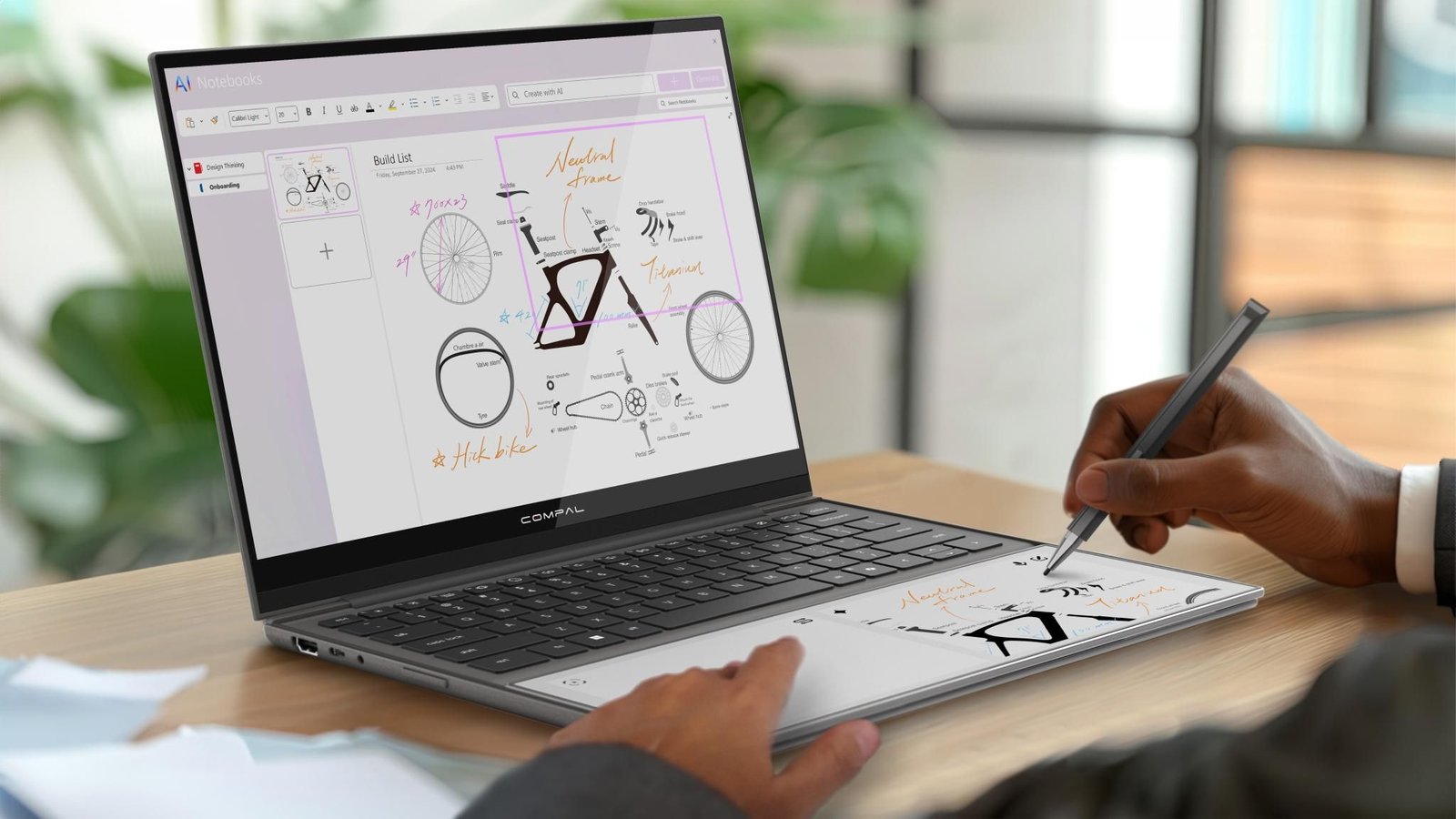 Notebook Compal: Inovação Com Tela E Ink No Descanso De Palmo