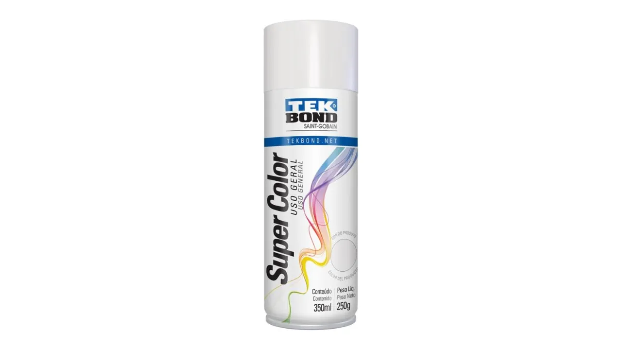 Tinta Spray Branco Brilhante Aerossol Tekbond Uso Geral 350Ml250G