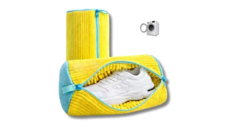 Saco Lavadora De Tênis Com Interior Macio, Tecido Respirável, Zíper Reforçado, Amarelo E Azul